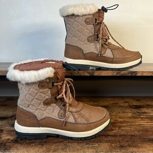 BearPaw Brown and Cream Winter Boots